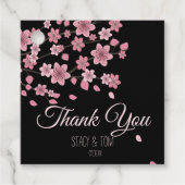 Elegant Cherry Blossom Tree Petals Black Wedding Geschenkanhänger (Vorderseite)