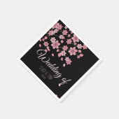 Elegant Cherry Blossom Tree Petals Black Wedding Serviette (Ecke)