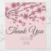 Elegant Cherry Blossom Tree Petals Pink Wedding Weinetikett (Einzelnes Label)