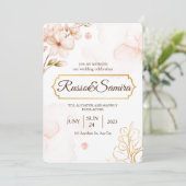 ELegant Cherry BLossom Wasserfarbenhochzeit Einladung (Stehend Vorderseite)