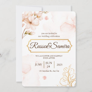 ELegant Cherry BLossom Wasserfarbenhochzeit Einladung