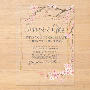 Elegant Cherry Blossom Wedding Acryleinladungen