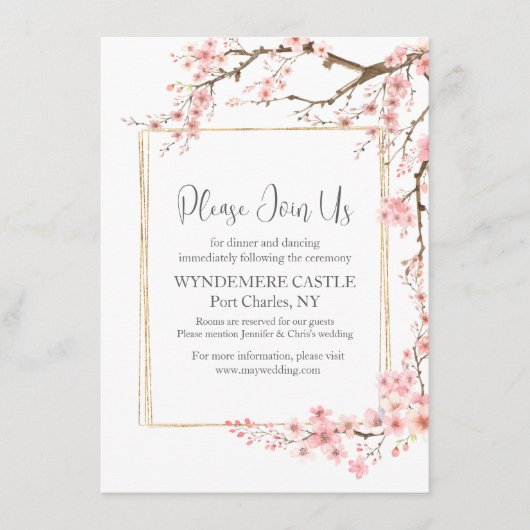 Elegant Cherry Blossom Wedding Begleitkarte (Vorderseite)