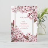 Elegant Cherry Blossom Wedding Einladung (Stehend Vorderseite)