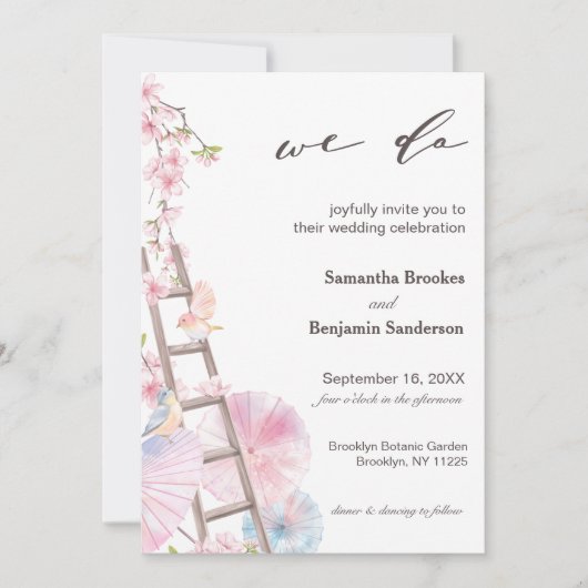 Elegant Cherry Blossom Wedding Einladung (Vorderseite)