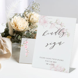 Elegant Cherry Blossom Wedding Kindly Sign Sockelschild