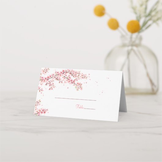 Elegant Cherry Blossom Wedding Platzkarte (Rückseite)
