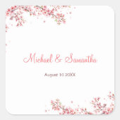 Elegant Cherry Blossom Wedding Quadratischer Aufkleber (Vorderseite)