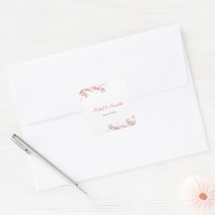 Elegant Cherry Blossom Wedding Quadratischer Aufkleber
