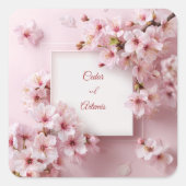 Elegant Cherry Blossom Wedding Quadratischer Aufkleber (Vorderseite)