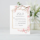 Elegant Cherry Blossom Wedding RSVP Karte (Stehend Vorderseite)