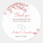 Elegant Cherry Blossom Wedding Runder Aufkleber (Vorderseite)