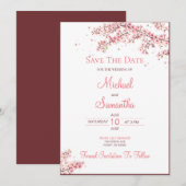 Elegant Cherry Blossom Wedding Save The Date (Vorne/Hinten)