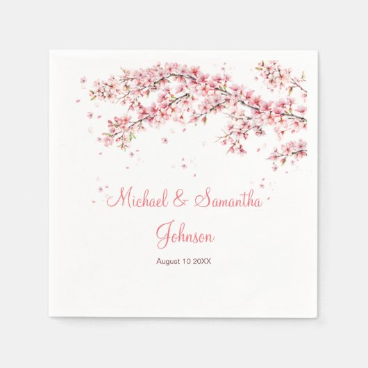 Elegant Cherry Blossom Wedding Serviette (Vorderseite)