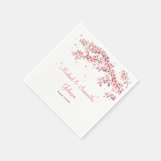 Elegant Cherry Blossom Wedding Serviette (Ecke)