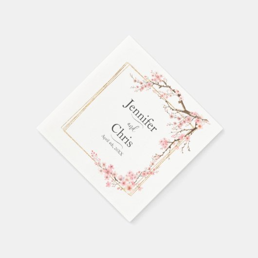 Elegant Cherry Blossom Wedding Serviette (Ecke)