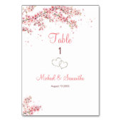 Elegant Cherry Blossom Wedding Tischnummer (Vorderseite)