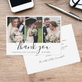 Elegant Chic 3 Wedding Fotos Script Dankeskarte
