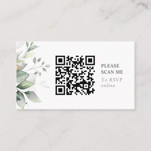 Elegant chic airy eucalyptus Blätter QR Code UAWG Begleitkarte (Rückseite)