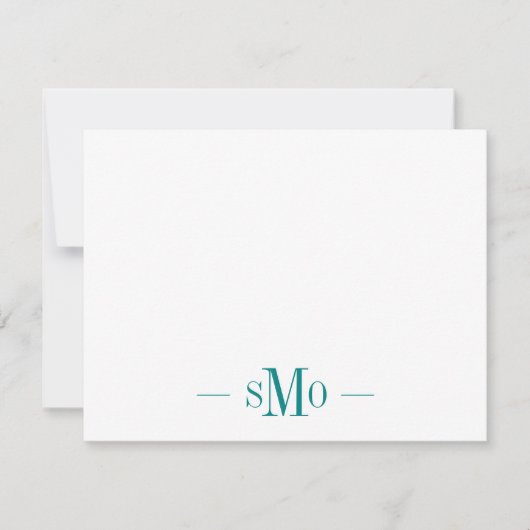 Elegant Chic Aquamarin Green Monogram 3 Initials Mitteilungskarte (Vorderseite)