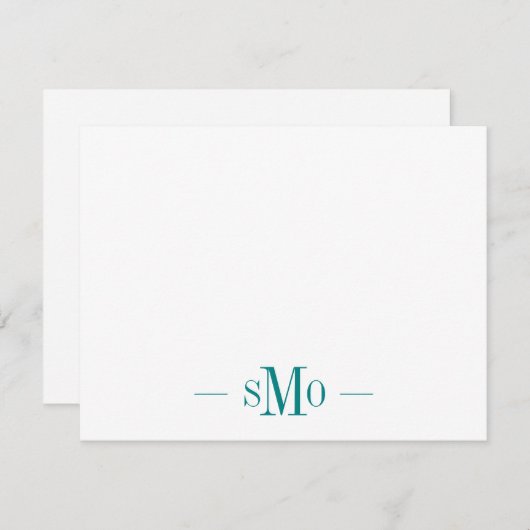 Elegant Chic Aquamarin Green Monogram 3 Initials Mitteilungskarte (Vorne/Hinten)