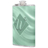 Elegant Chic Aquamarin Swirl Monogram Initial Stil Flachmann (Links)