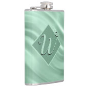 Elegant Chic Aquamarin Swirl Monogram Initial Stil Flachmann (Rechts)