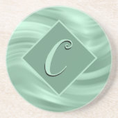 Elegant Chic Aquamarin Swirl Monogram Initial Stil Getränkeuntersetzer (Vorne)