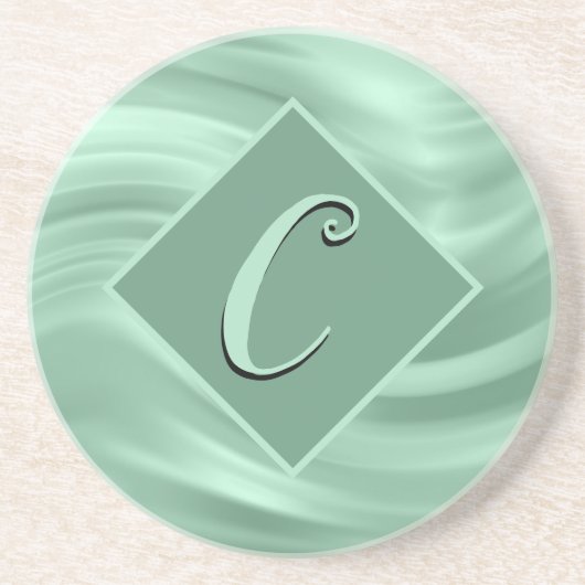 Elegant Chic Aquamarin Swirl Monogram Initial Stil Getränkeuntersetzer (Vorne)