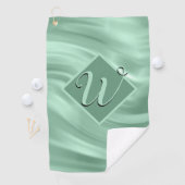 Elegant Chic Aquamarin Swirl Monogram Initial Stil Golfhandtuch (Insitu)