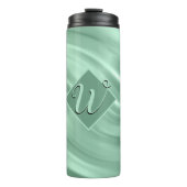 Elegant Chic Aquamarin Swirl Monogram Initial Stil Thermosbecher (Vorderseite)