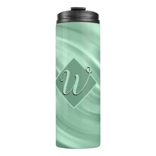Elegant Chic Aquamarin Swirl Monogram Initial Stil Thermosbecher (Vorderseite)
