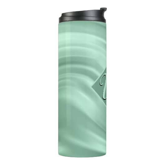 Elegant Chic Aquamarin Swirl Monogram Initial Stil Thermosbecher (Nach links gedreht)