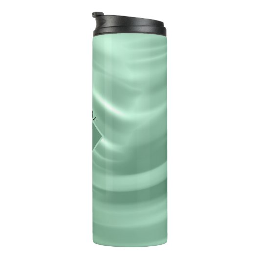 Elegant Chic Aquamarin Swirl Monogram Initial Stil Thermosbecher (Nach rechts gedreht)