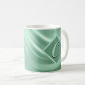 Elegant Chic Aquamarin Swirl Monogram Stilvoll Kaffeetasse (VorderseiteRechts)