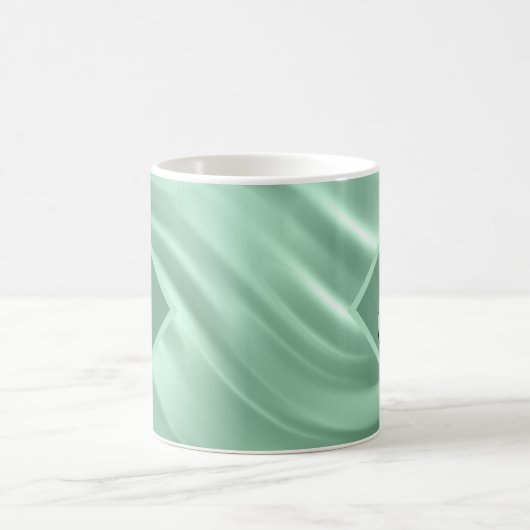 Elegant Chic Aquamarin Swirl Monogram Stilvoll Kaffeetasse (Mittel)