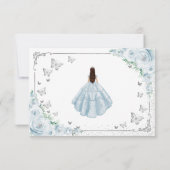 Elegant Chic Baby Blue Silver Quinceanera Reply RSVP Karte (Rückseite)