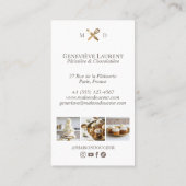 Elegant Chic Bakery Stripes & Gold Whisk Photo  Visitenkarte (Rückseite)