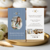 Elegant Chic Bakery Stripes & Gold Whisk Photo Visitenkarte