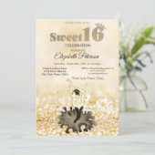 Elegant Chic Ballerina Gold Bokeh Sweet 16 Einladung (Stehend Vorderseite)