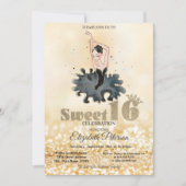 Elegant Chic Ballerina Gold Glitzer Bokeh Sweet 16 Einladung (Vorderseite)