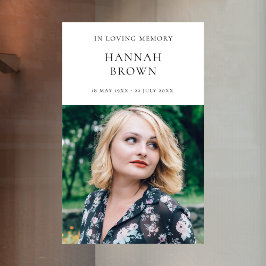 Elegant Chic Beerdigung | Moderne Feier des Lebens Fensteraufkleber