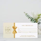 Elegant Chic Beige Gold Business Gift Certificate (Stehend Vorderseite)