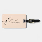Elegant Chic Beige Monogram Personalisiert Gepäckanhänger (Vorderseite horizontal)