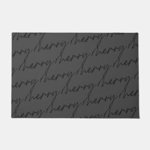 Elegant Chic Black Gray Merry Script Letters Fußmatte