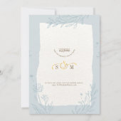 Elegant Chic Blue Floral Islamic Wedding Monogram Einladung (Rückseite)