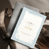 Elegant Chic Blue Floral Islamic Wedding Monogram Einladung