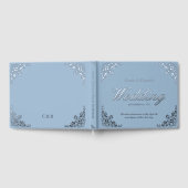 Elegant Chic Blue Formal Wedding Gästebuch (Voll)