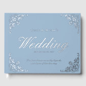 Elegant Chic Blue Formal Wedding Gästebuch (Vorderseite)