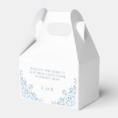 Elegant Chic Blue und White Wedding Vielen Dank Geschenkschachtel (Rückseite)